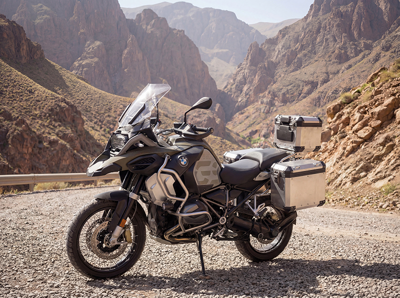 BMW GS on road in Atlas mountains